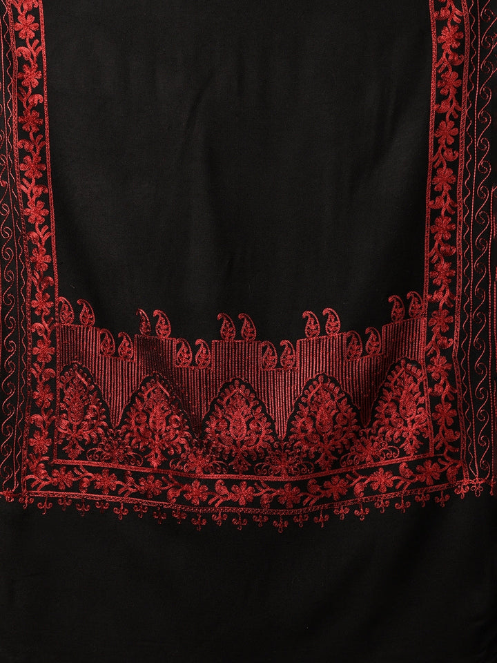 Tweedle Men’s Kashmiri Aari Embroidery Stole/ Scarf - Black, Size - 28 x 80 inches