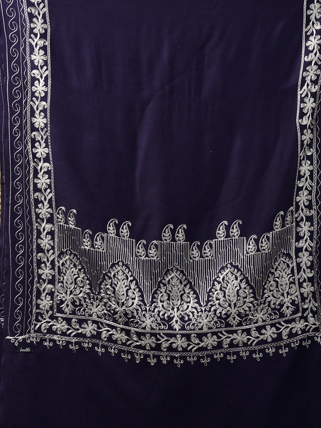 Tweedle Men’s Kashmiri Aari Embroidery Stole/ Scarf - Navy Blue, Size - 28 x 80 inches