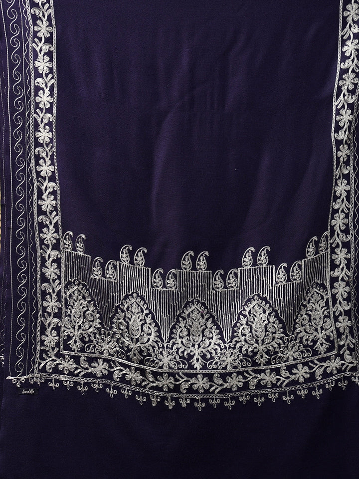 Tweedle Men’s Kashmiri Aari Embroidery Stole/ Scarf - Navy Blue, Size - 28 x 80 inches