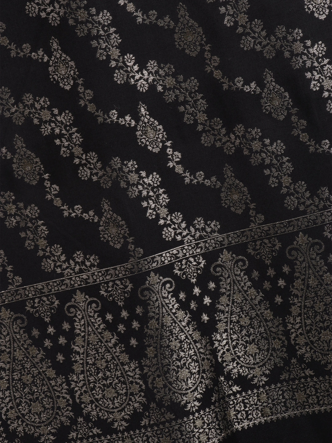 Tweedle Men’s Ethnic Design Faux Wool Kani Stole - Black, Size - 28 x 80 inches