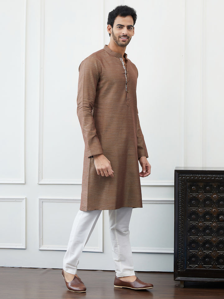 Thread Worked Cotton Silk Straight Kurta