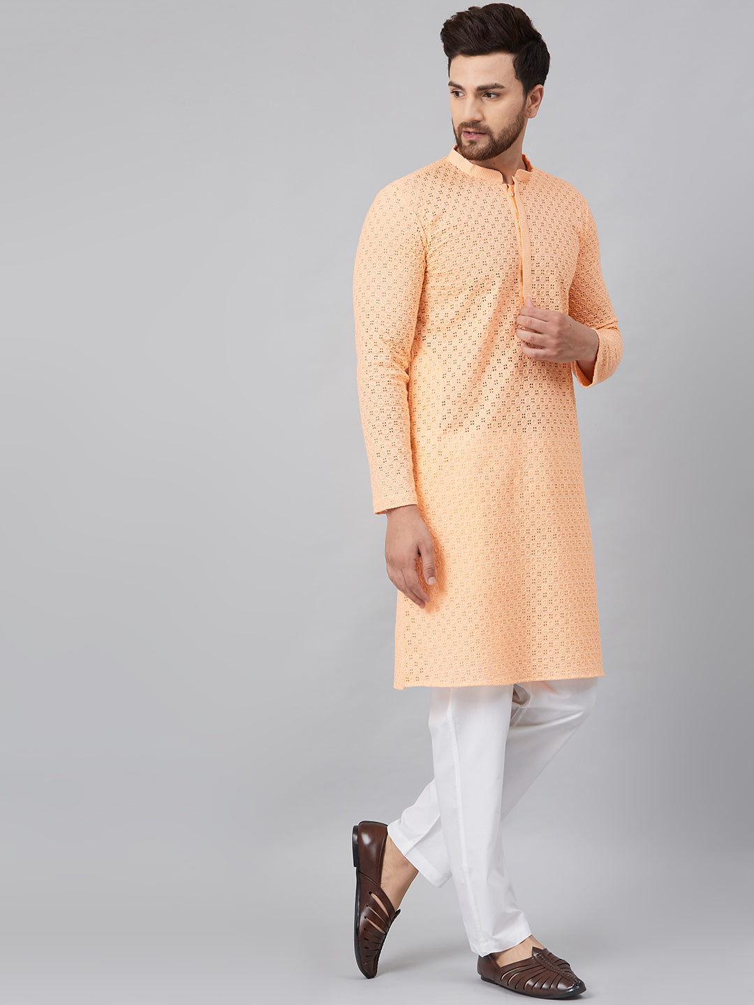 Chikankari Embroidered Straight kurta with Pyjama