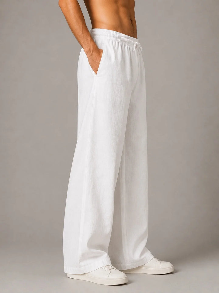 See Designs Men's Flare Linen Pyjama Relaxed Fit Drawstring Lounge Pants