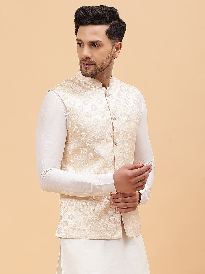 Men Golden Nehru Jacket1