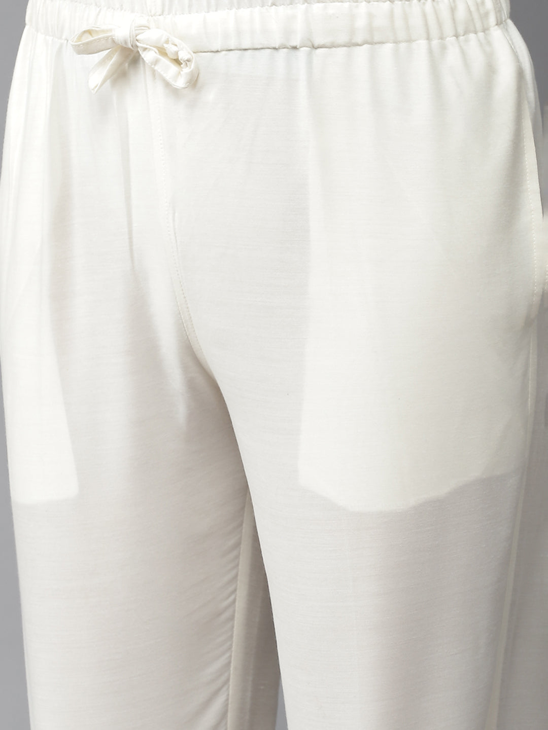 Men White Cotton Slik Straight Kurta With Pyjama