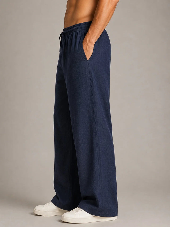 See Designs Men's Flare Linen Pyjama Relaxed Fit Drawstring Lounge Pants