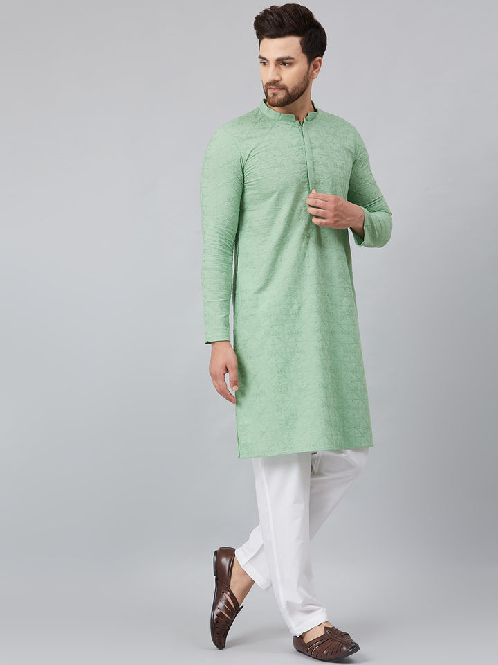 Chikankari Embroidered Straight kurta with Pyjama