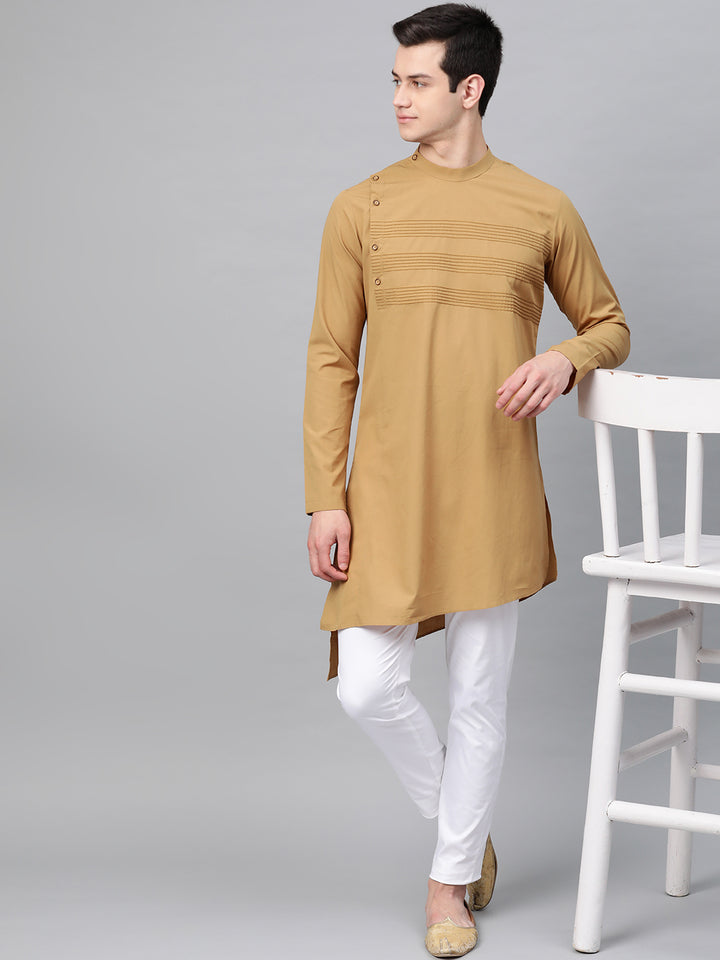 Yoke Thread worked Solid Straight kurta with pyjama