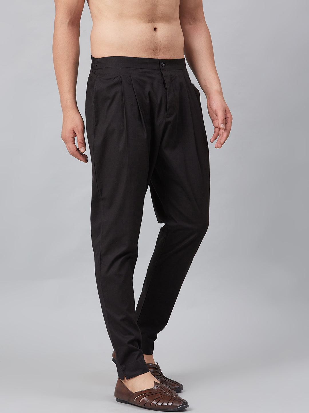 Combo Pack of 2: Black Solid Cotton Pyjama and Cotton Trouser