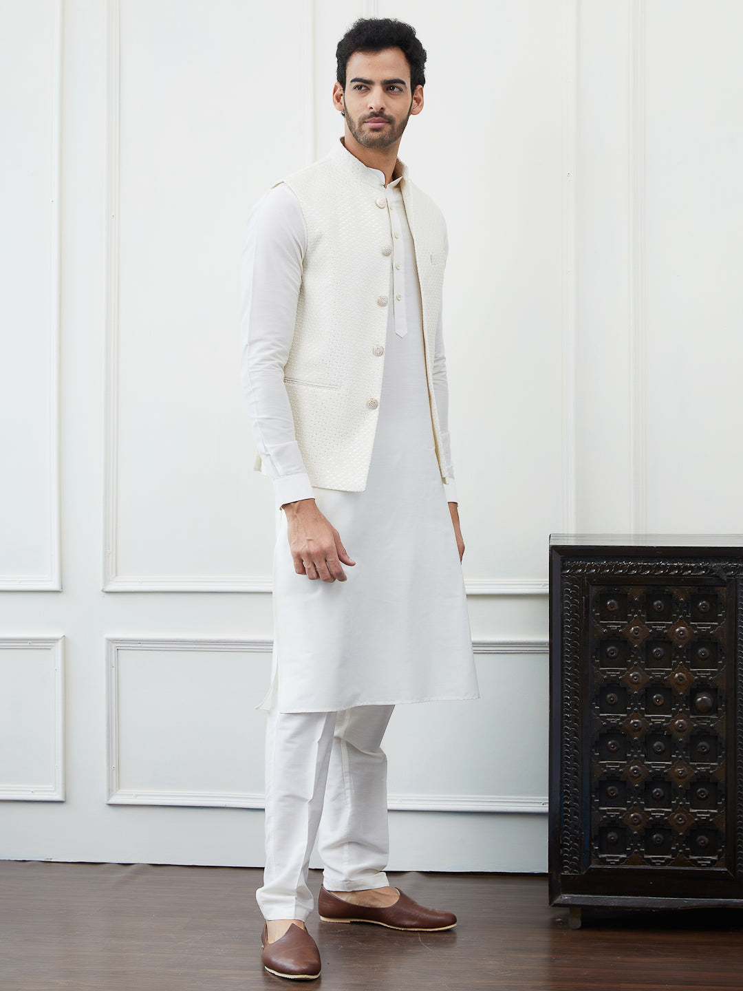 Sequins Embroidered Nehru Jacket