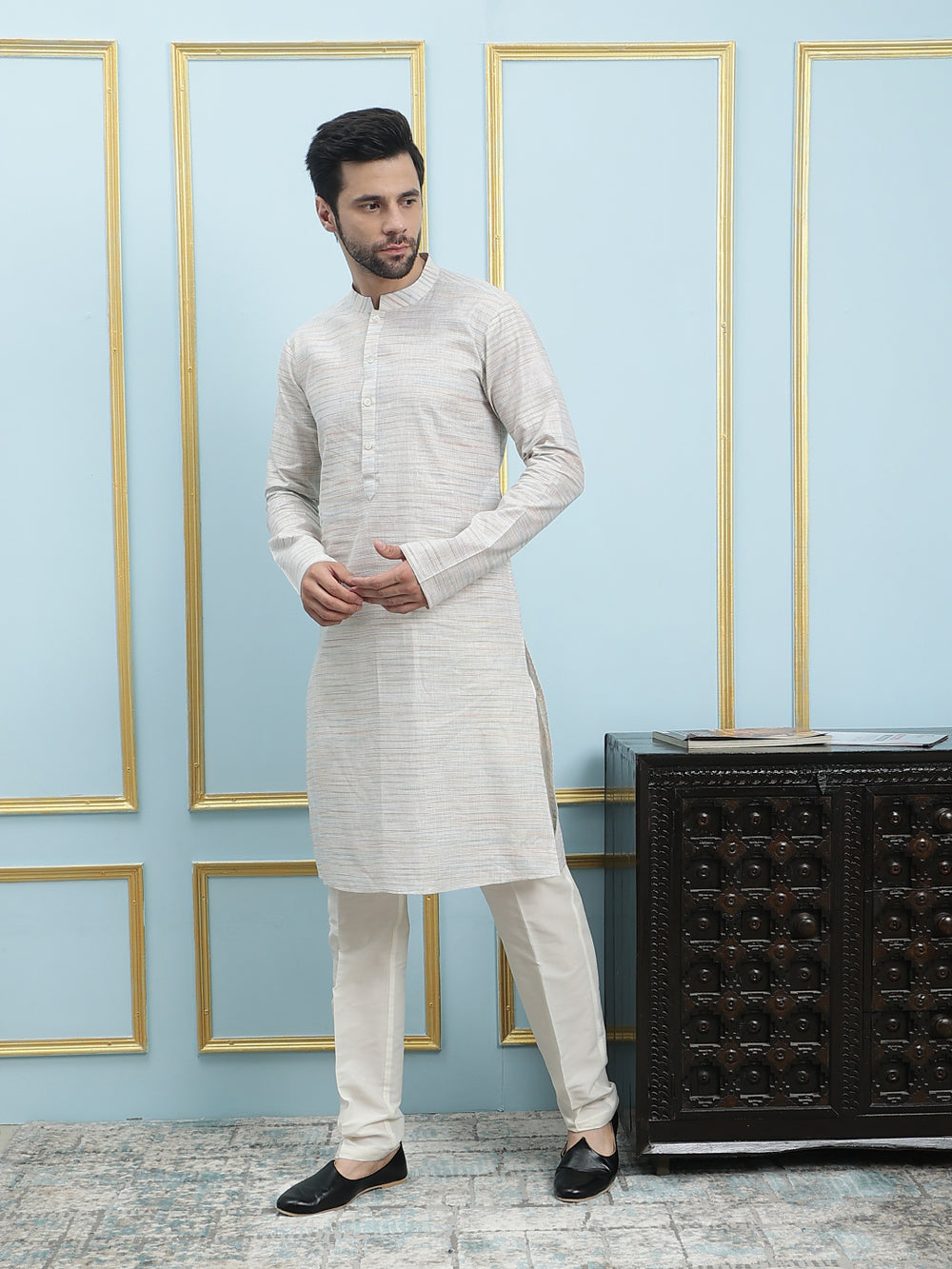 Solid Pure Cotton Straight Kurta – Cream