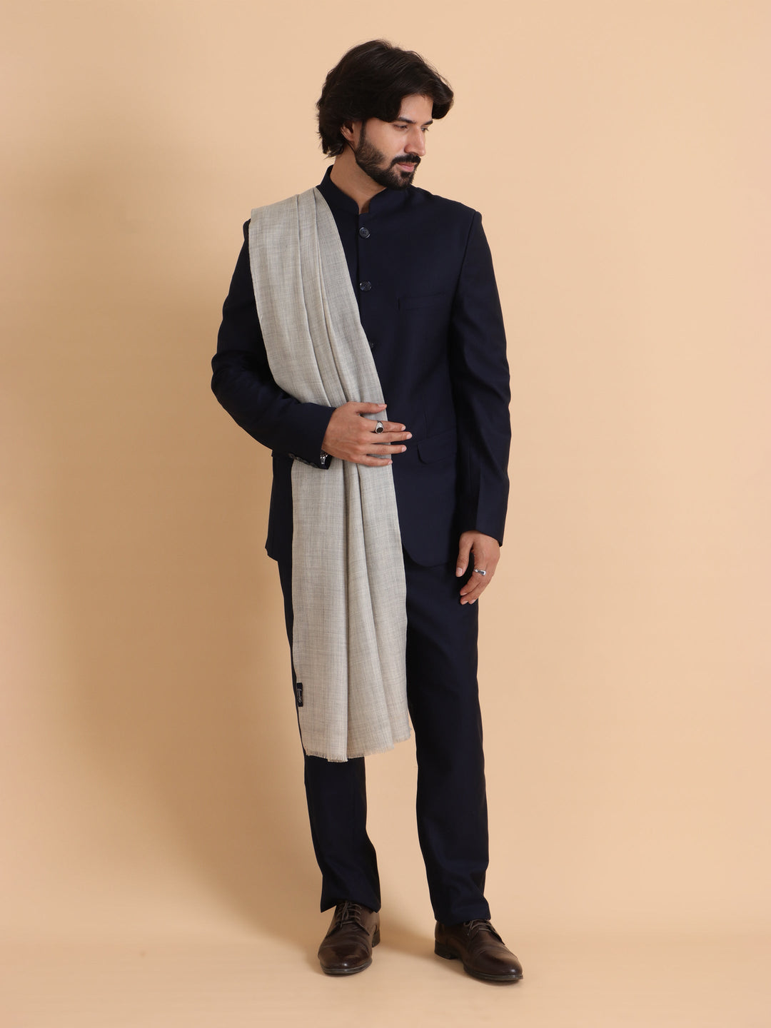 Tweedle Men’s Plain Woollen Stole / Scarf / Muffler– Grey