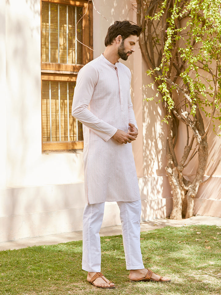 Thread Worked Pure Cotton Straight Kurta with Pyjama