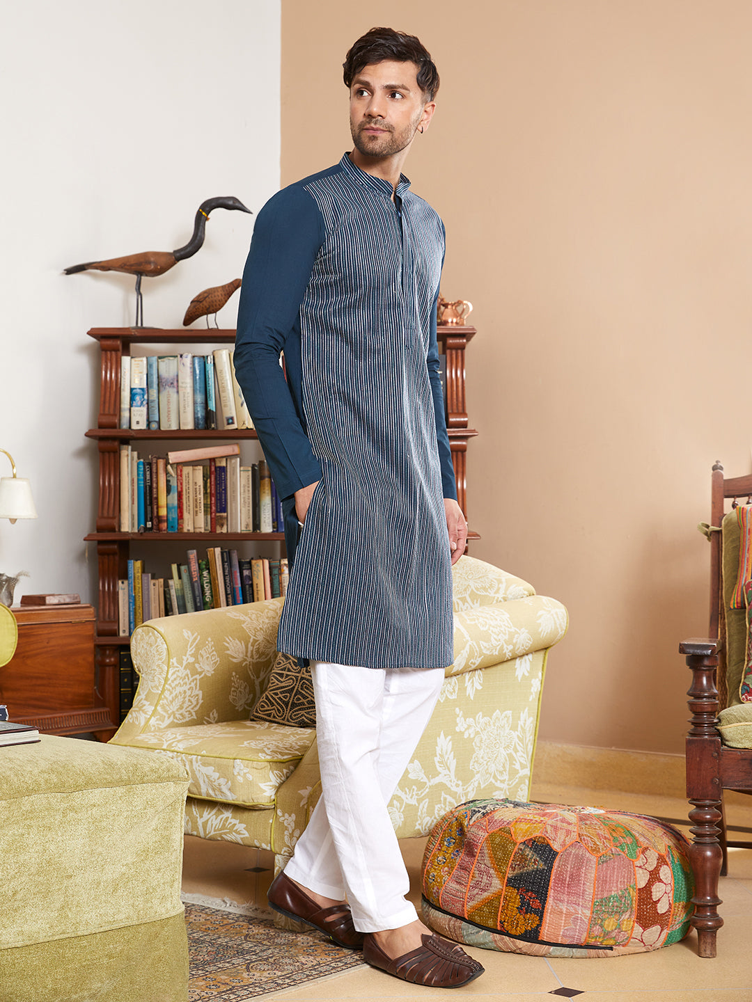 Thread Worked Pure Cotton Straight Kurta