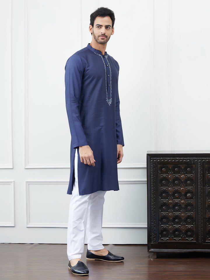 Solid Cotton Silk Straight Kurta