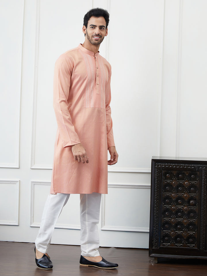 Embroidered Sequin and Thread Worked Pure Cotton Straight Kurta