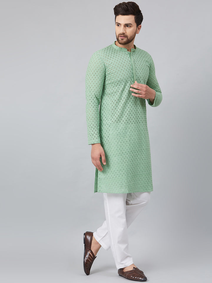 Chikankari Embroidered Straight kurta with Pyjama