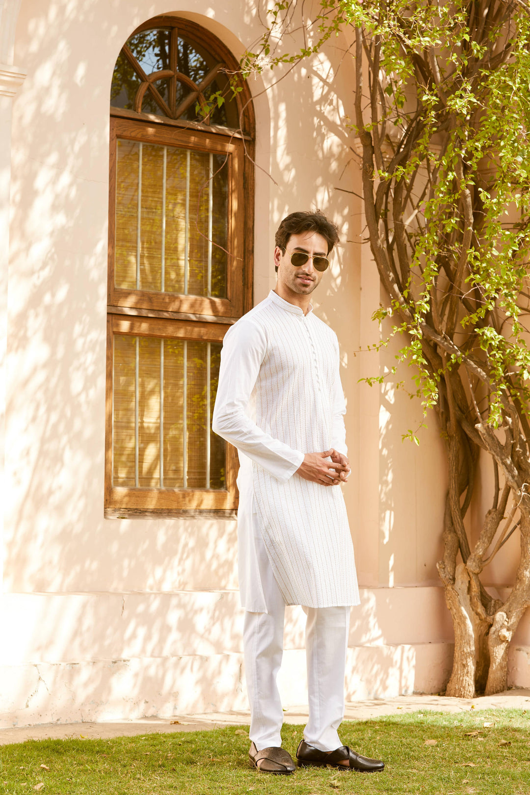 Pintuck with Thread work Pure Cotton Straight Kurta