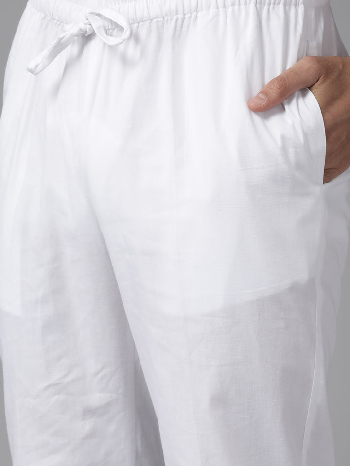 Men Light Brown Cotton Slub Straight kurta with Pyjama