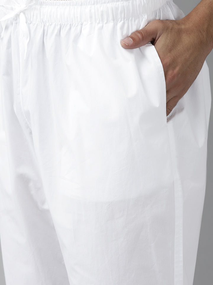Men Khaki Cotton Slub Straight Kurta With Pyjama