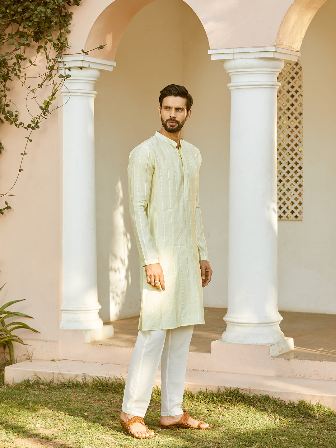 Sequins Embroidered Pure Chanderi Silk Straight Kurta