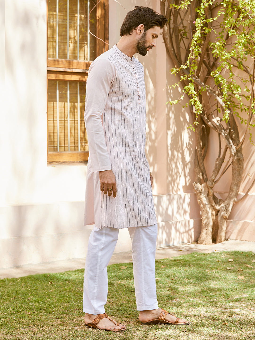 Thread & Sequin Worked Pure Cotton Straight Kurta