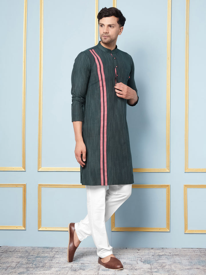 Woven Straight Kurta With Pyjama