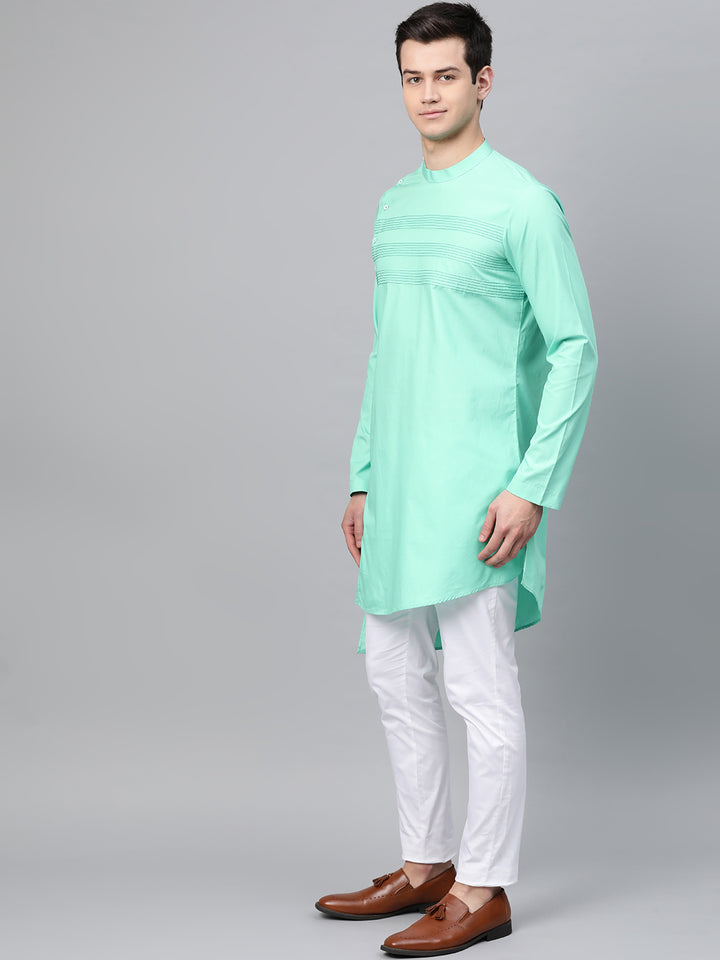 Yoke Thread worked Solid Straight kurta with pyjama