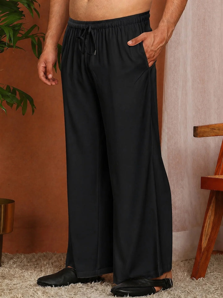 Men's White Rayon Regular Fit Pyjama