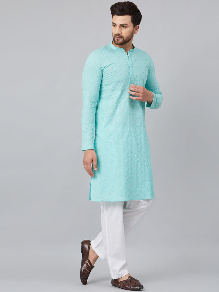 Chikankari Embroidered Straight kurta with Pyjama