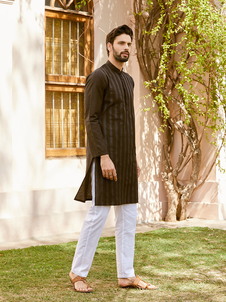 Thread Worked Pure Cotton Straight Kurta with Pyjama