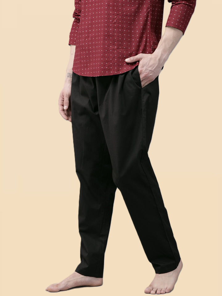 Men's Black Solid Cotton Salwar Style Pyjama