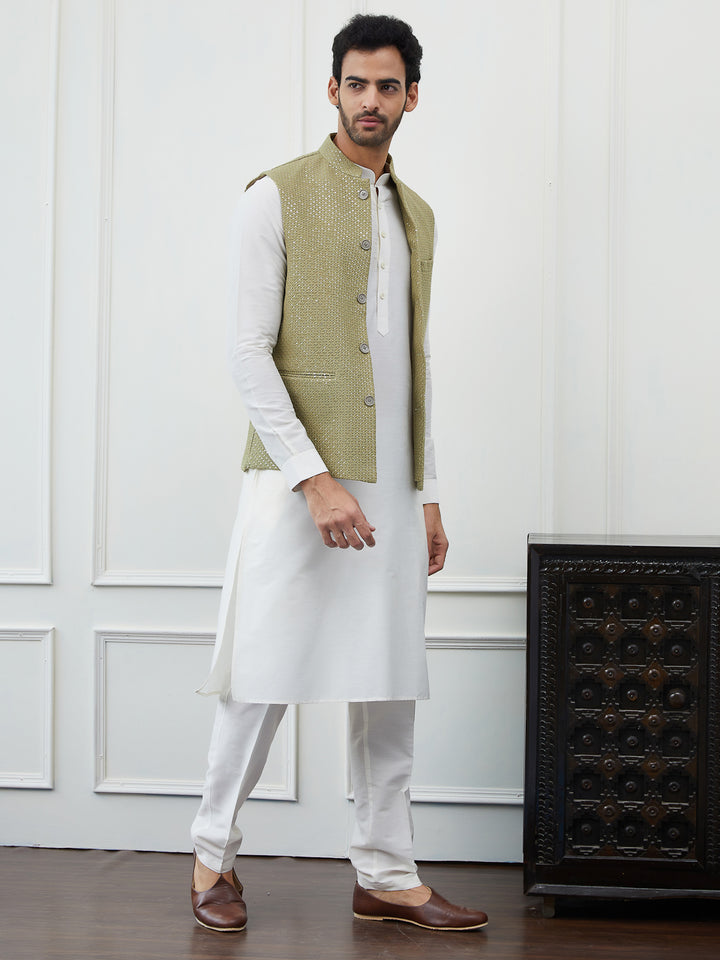 Sequins Embroidered Nehru Jacket