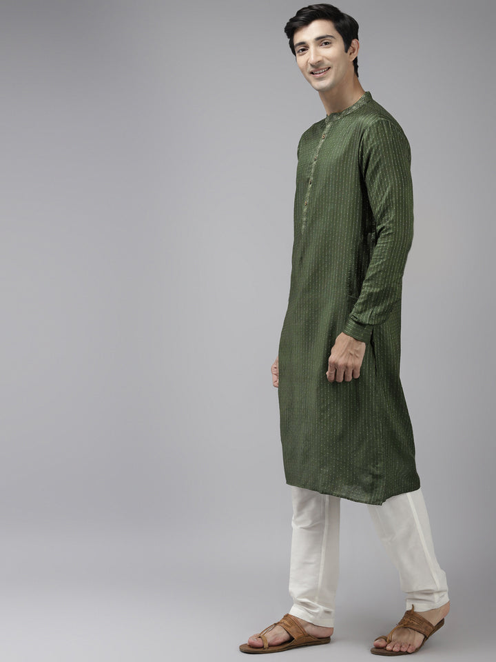 Handwoven Straight Silk Kurta with Pyjama