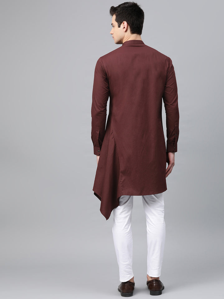 Plain Solid Asymmetrical Kurta with Pyjama