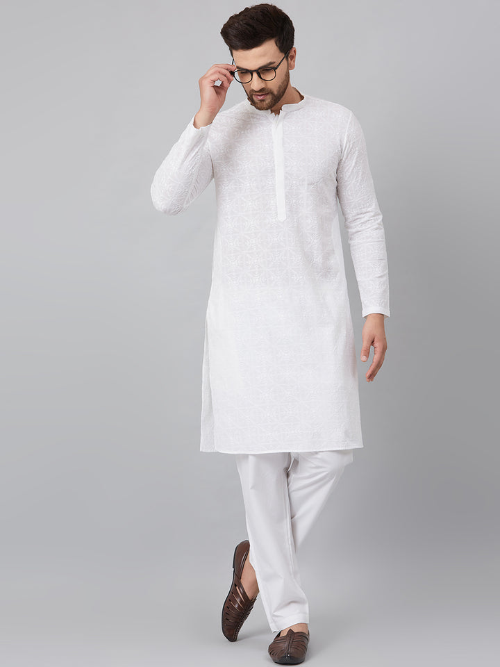 Chikankari Embroidered Straight kurta with Pyjama