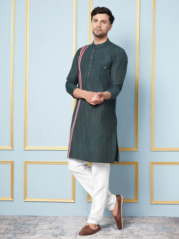 Woven Straight Kurta With Pyjama