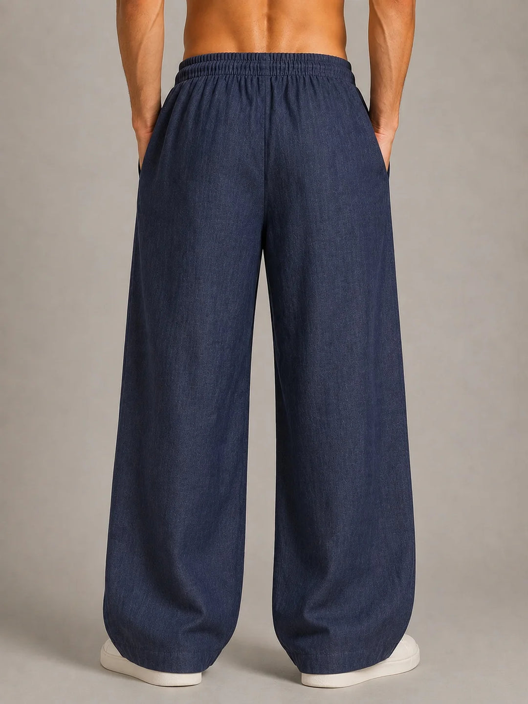 See Designs Men's Flare Linen Pyjama Relaxed Fit Drawstring Lounge Pants