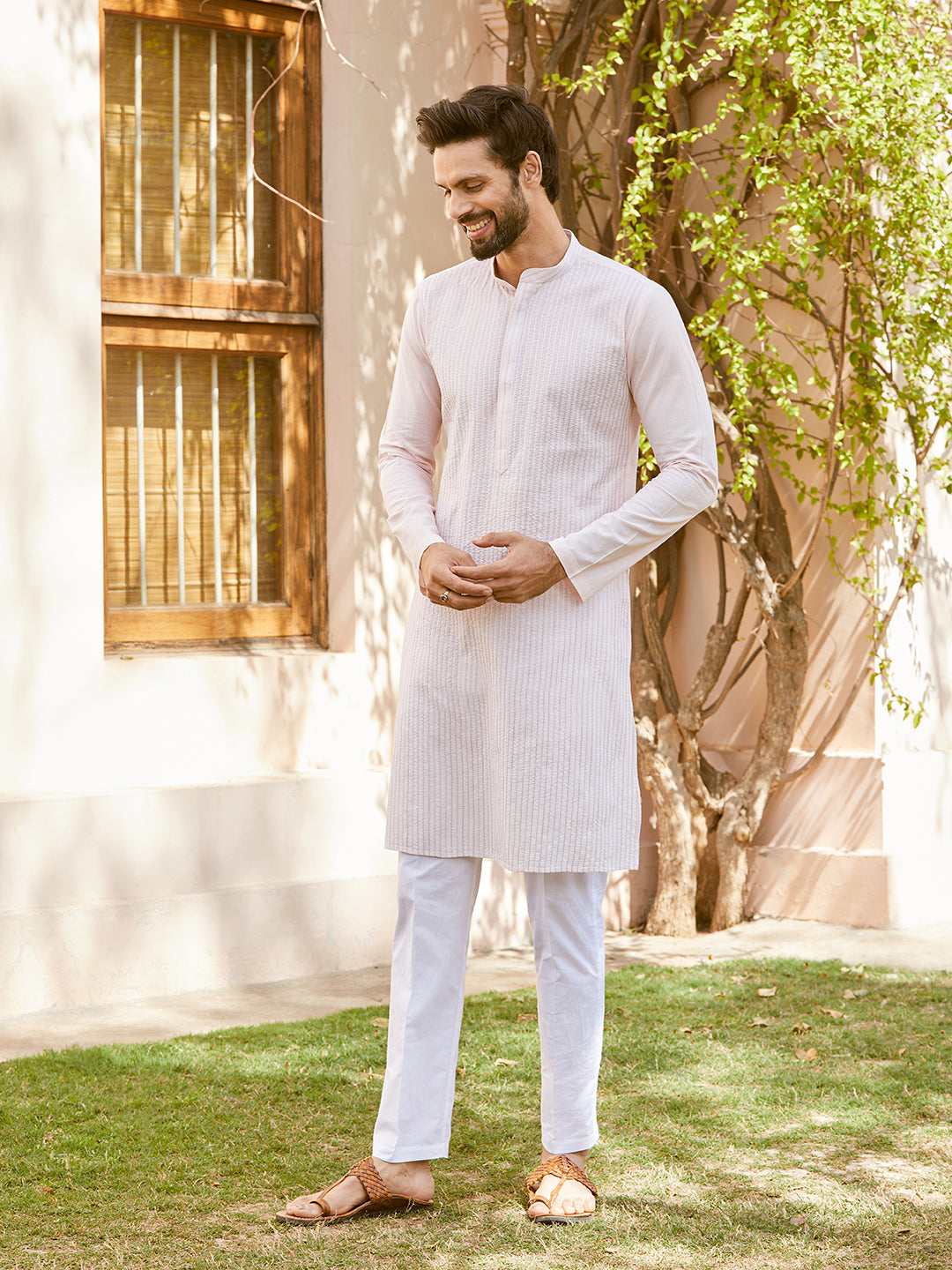 Thread Worked Pure Cotton Straight Kurta with Pyjama