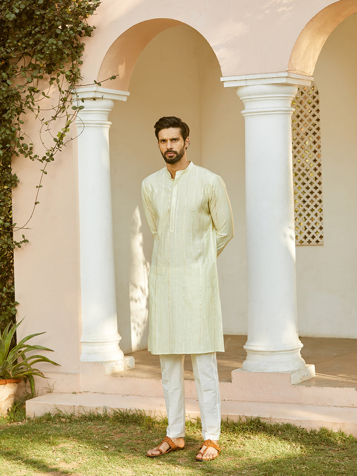 Sequins Embroidered Pure Chanderi Silk Straight Kurta