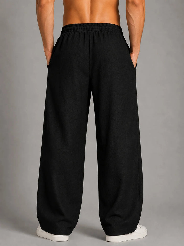 See Designs Men's Flare Linen Pyjama Relaxed Fit Drawstring Lounge Pants