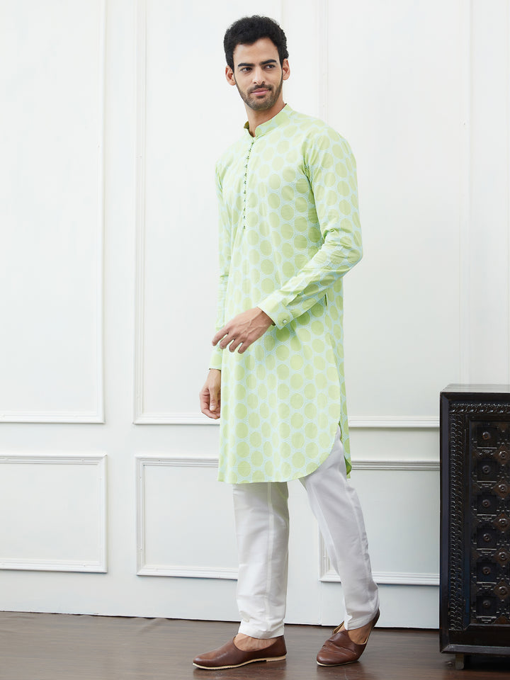 Embroidered Pure Cotton Straight Kurta with Pyjama