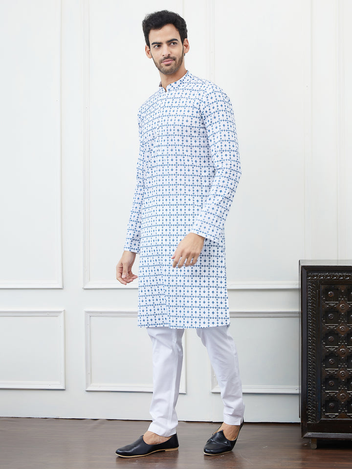 Embroidered Pure Cotton Straight Kurta with Pyjama