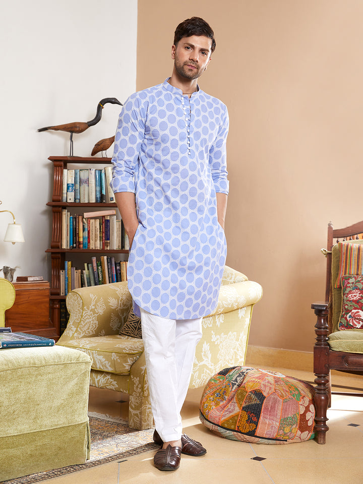 Embroidered Pure Cotton Straight Kurta with Pyjama