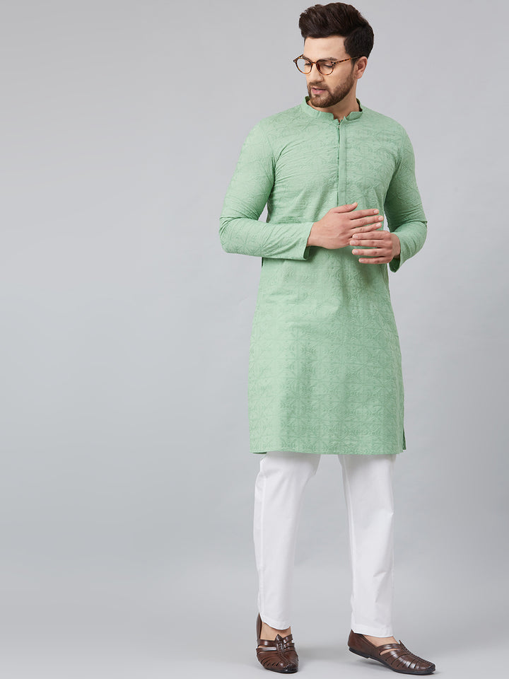 Chikankari Embroidered Straight kurta with Pyjama
