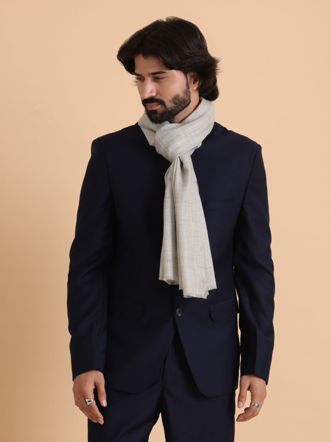 Tweedle Men’s Plain Woollen Stole / Scarf / Muffler– Grey