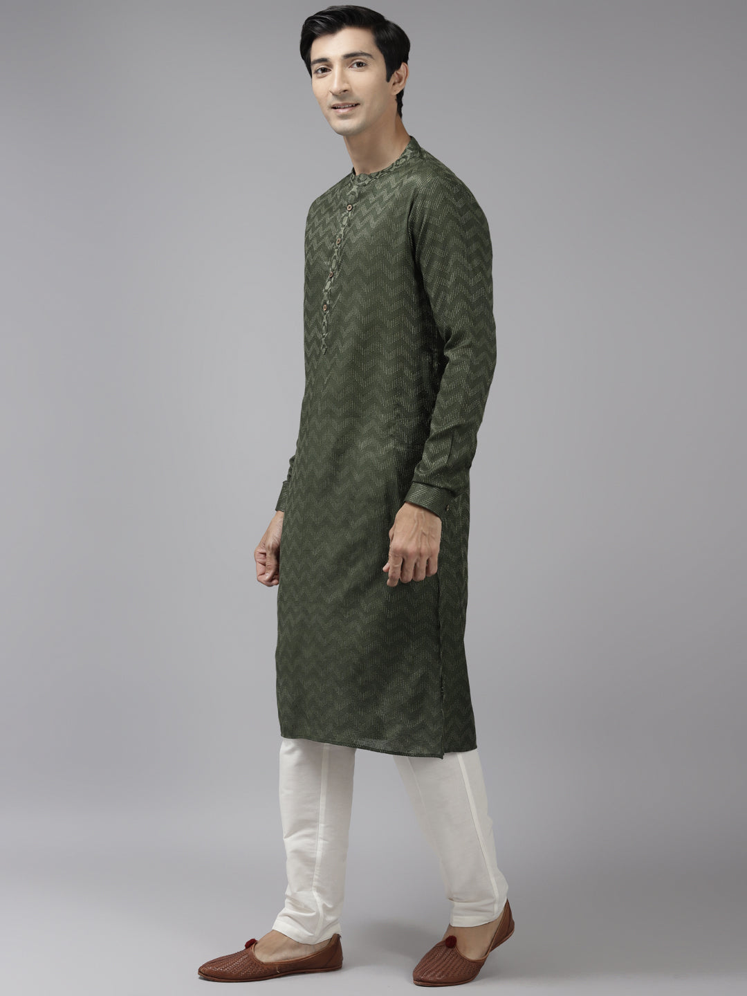 Handwoven Straight Silk Kurta with Pyjama