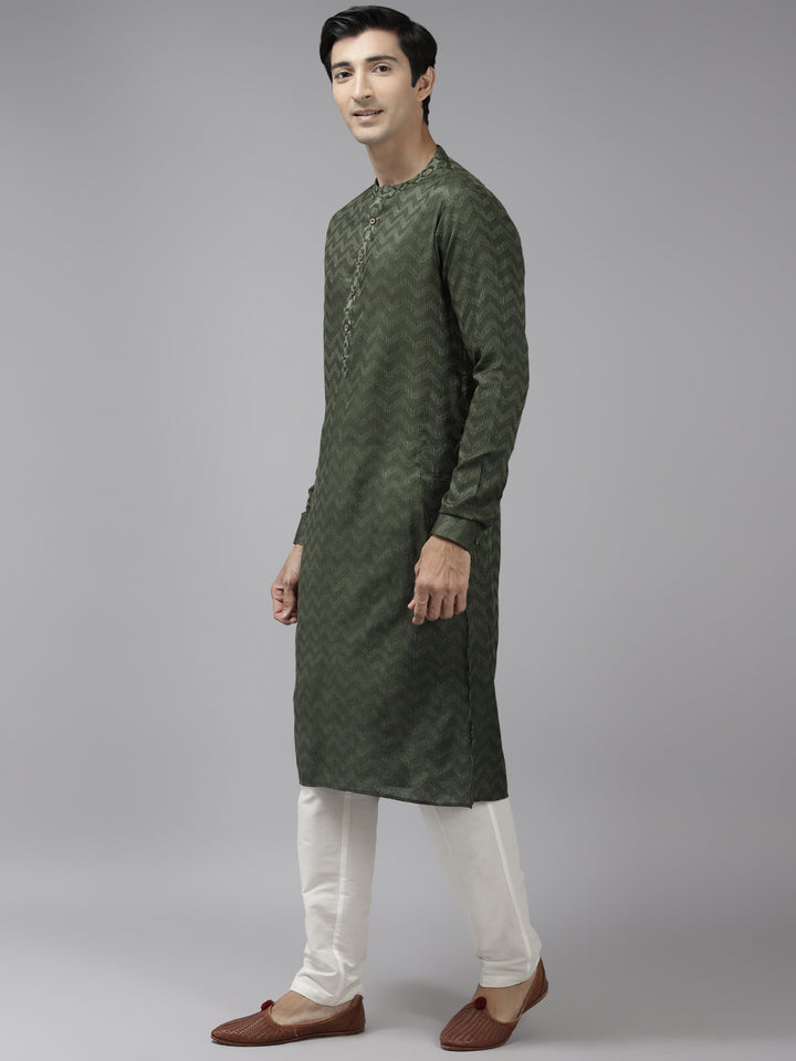 Handwoven Straight Silk Kurta with Pyjama