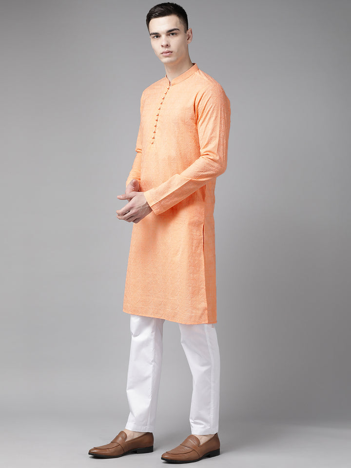 Pure Cotton Chikankari Embroidered Straight kurta with Pyjama