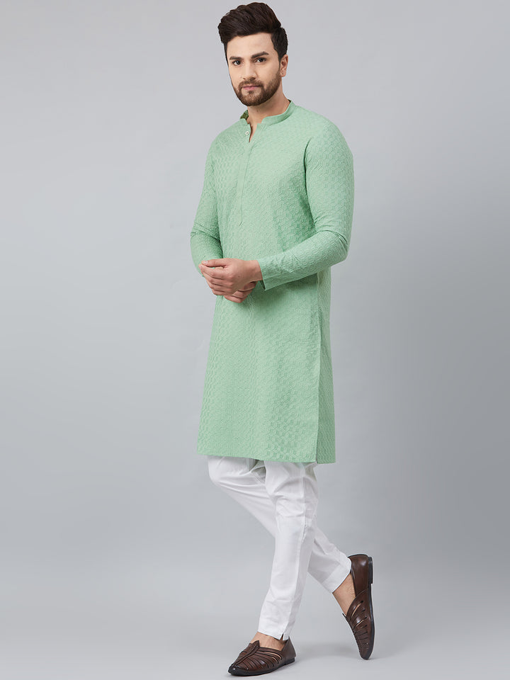Chikankari Embroidered Straight kurta with Pyjama
